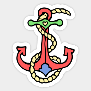 Ocean Anchor, Traditional Anchor Tattoo in Red Sticker